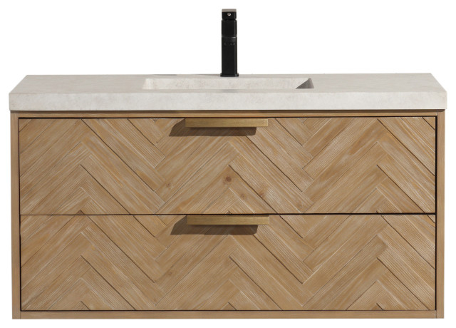 Carlsbad 42" Floating Bathroom Vanity Weathered Fir - Farmhouse ... regarding Creating a Spa-Like Retreat with a Stylish Bathroom Vanity