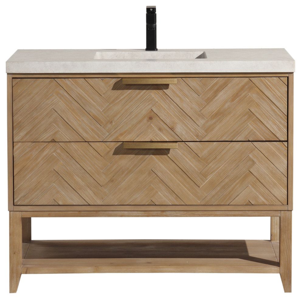 Carlsbad 42" Freestanding Bathroom Vanity Weathered Fir - Transitional ... with regard to Creating a Spa-Like Retreat with a Stylish Bathroom Vanity