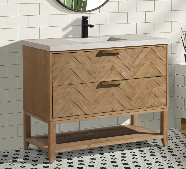 Carlsbad 42" Freestanding Bathroom Vanity Weathered Fir - Transitional ... within Creating a Spa-Like Retreat with a Stylish Bathroom Vanity
