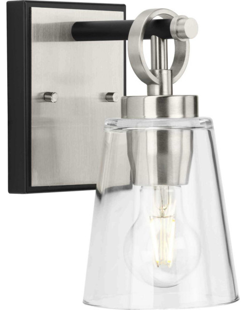 Cassell 1 Light Bathroom Vanity Light, Brushed Nickel - Transitional ... with regard to Polished Nickel Perfection Understanding the Allure of Bathroom Vanity Lighting