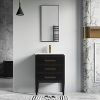 Celios Bathroom Vanity, 24" - Transitional - Bathroom Vanities And Sink ... in Celios Bathroom Vanity, Black With Brass Trim, 24", Single Sink, Freestanding