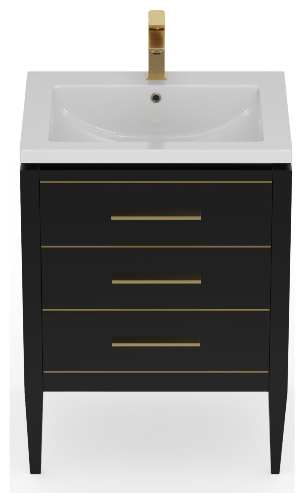 Celios Bathroom Vanity, 24" - Transitional - Bathroom Vanities And Sink ... with Celios Bathroom Vanity, Black With Brass Trim, 24", Single Sink, Freestanding
