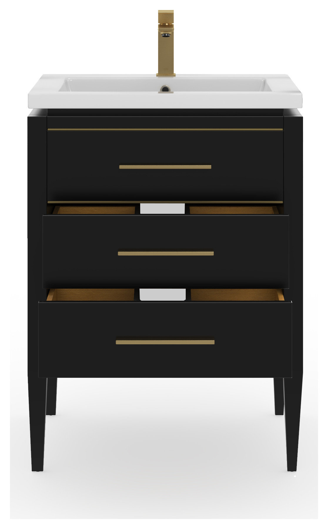 Celios Bathroom Vanity, 24" - Transitional - Bathroom Vanities And Sink ... with Celios Bathroom Vanity, Black With Brass Trim, 24", Single Sink, Freestanding