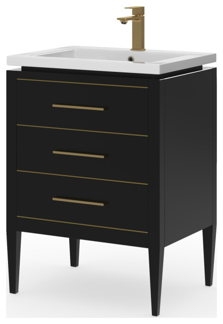 Celios Bathroom Vanity, 24" - Transitional - Bathroom Vanities And Sink ... with regard to Creating a Luxurious Bathroom Oasis with a Black Vanity and Brass Details