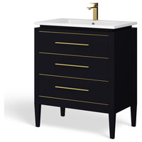 Celios Bathroom Vanity, 30" - Transitional - Bathroom Vanities And Sink ... in Achieving a Luxurious Bathroom Look with a Black and Brass Vanity