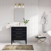 Celios Bathroom Vanity, 30" - Transitional - Bathroom Vanities And Sink ... inside Celios Bathroom Vanity, Black With Brass Trim, 30", Single Sink, Freestanding