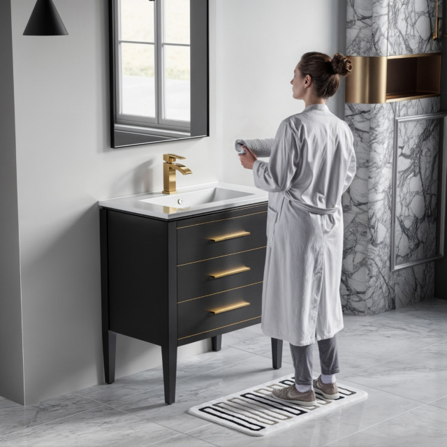 Celios Bathroom Vanity, 30" - Transitional - Bathroom Vanities And Sink ... pertaining to Achieving a Luxurious Bathroom Look with a Black and Brass Vanity