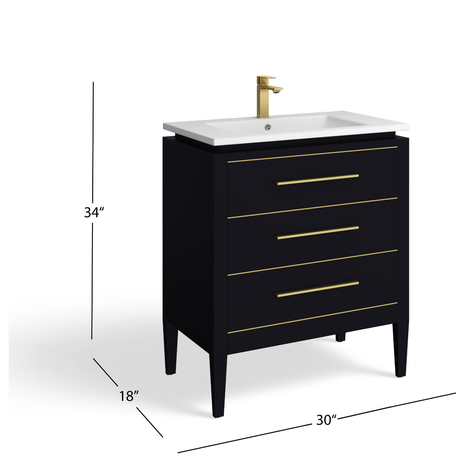 Celios Bathroom Vanity, 30" - Transitional - Bathroom Vanities And Sink ... with regard to Achieving a Luxurious Bathroom Look with a Black and Brass Vanity