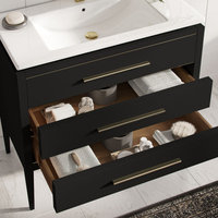Celios Bathroom Vanity, 36" - Transitional - Bathroom Vanities And Sink ... in Celios Bathroom Vanity, Black With Brass Trim, 36", Single Sink, Freestanding