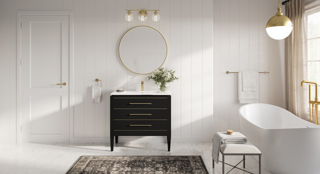 Celios Bathroom Vanity, 36" - Transitional - Bathroom Vanities And Sink ... in Unveiling the Elegance of a Black and Brass Bathroom Vanity: A Deep Dive