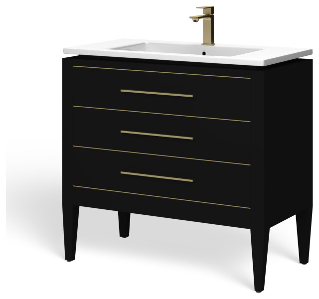 Celios Bathroom Vanity, 36" - Transitional - Bathroom Vanities And Sink ... intended for Unveiling the Elegance of a Black and Brass Bathroom Vanity: A Deep Dive