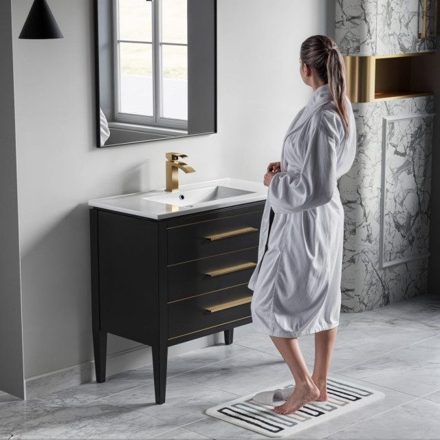 Celios Bathroom Vanity, 36" - Transitional - Bathroom Vanities And Sink ... pertaining to Unveiling the Elegance of a Black and Brass Bathroom Vanity: A Deep Dive
