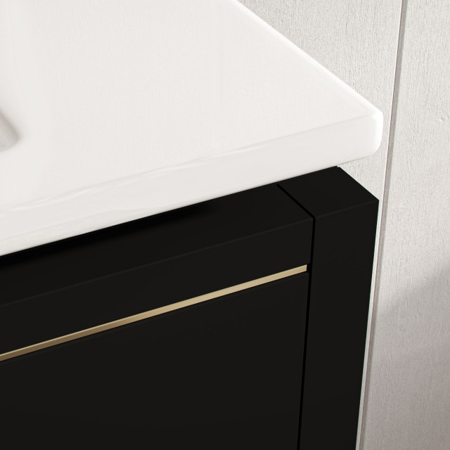 Celios Bathroom Vanity, 36" - Transitional - Bathroom Vanities And Sink ... with Celios Bathroom Vanity, Black With Brass Trim, 36", Single Sink, Freestanding