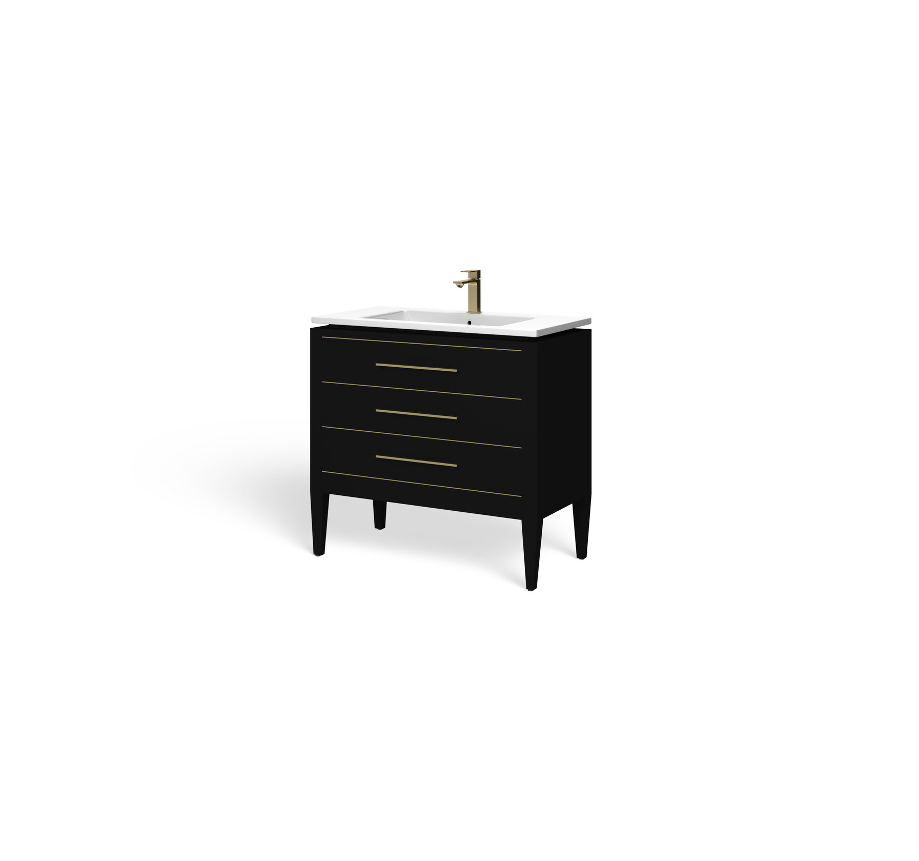 Celios Bathroom Vanity, 36" - Transitional - Bathroom Vanities And Sink ... with regard to Celios Bathroom Vanity, Black With Brass Trim, 36", Single Sink, Freestanding