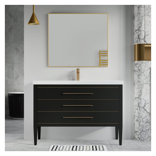 Celios Bathroom Vanity, 48" - Transitional - Bathroom Vanities And Sink ... regarding Maintenance and Care Tips for Your Celios Black and Brass Bathroom Vanity