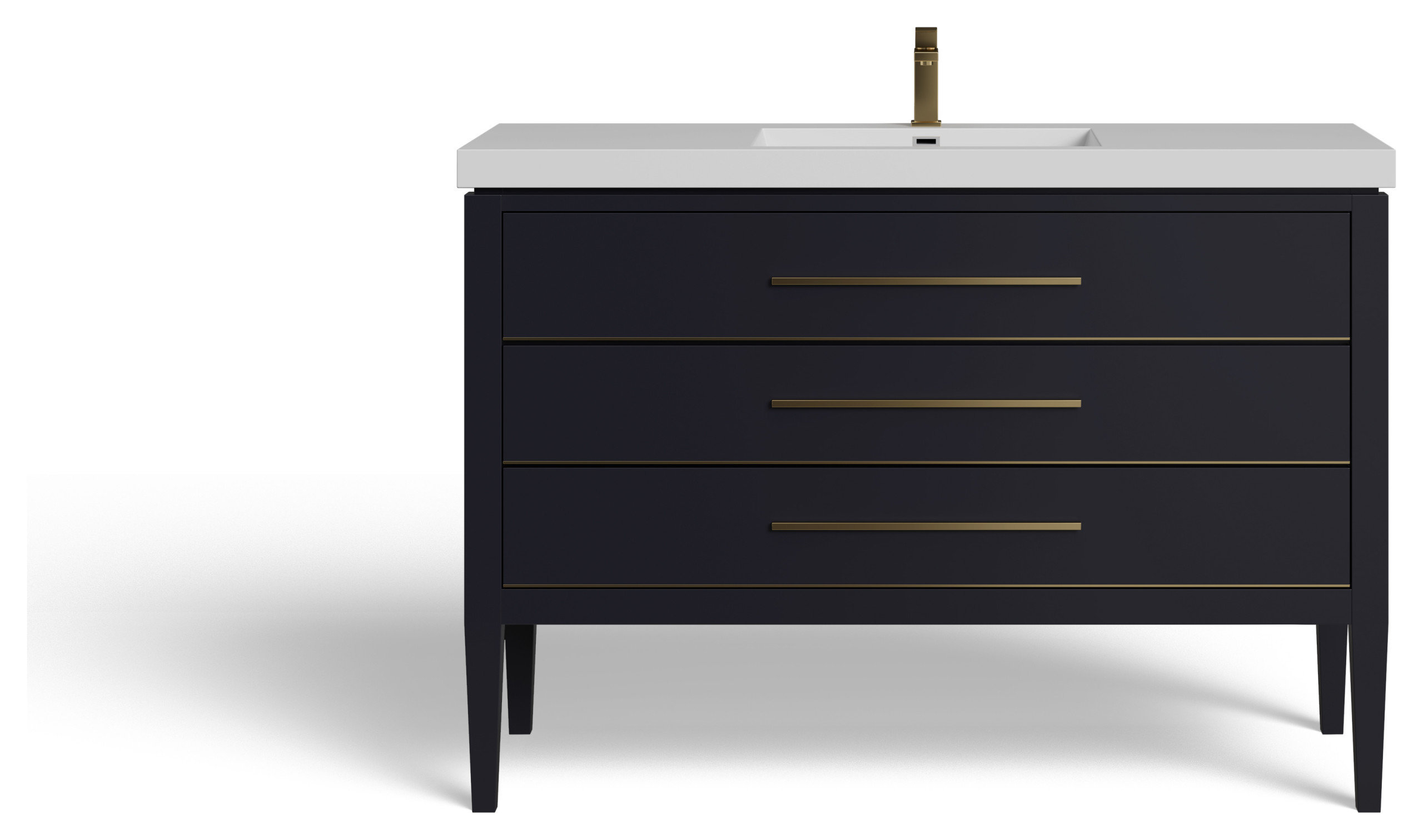 Celios Bathroom Vanity, 48" - Transitional - Bathroom Vanities And Sink ... with Celios Bathroom Vanity, Black With Brass Trim, 48", Single Sink, Freestanding