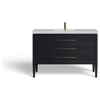Celios Bathroom Vanity, 48" - Transitional - Bathroom Vanities And Sink ... with Celios Bathroom Vanity, Black With Brass Trim, 48", Single Sink, Freestanding