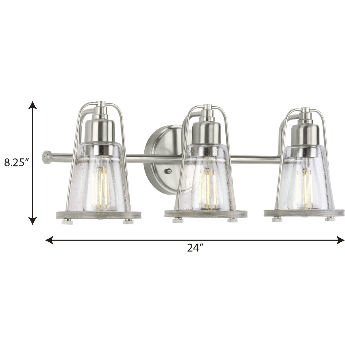 Conway Collection Three-Light Brushed Nickel And Clear Seeded Farmhouse ... with regard to Clear Glass Chronicles Understanding Light Diffusion with the Aiken Collection