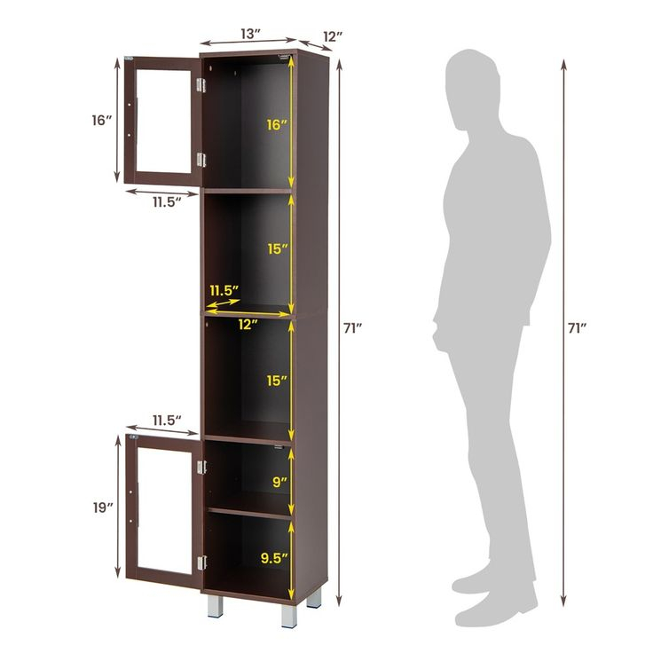 Costway 71'' Tall Tower Bathroom Storage Cabinet Organizer Display ... in Costway 71" Bathroom Tall Tower Storage Cabinet Organizer Display Shelves