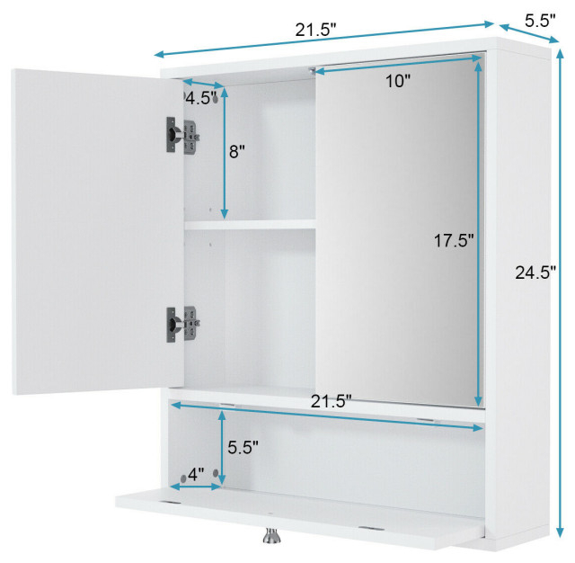 Costway Bathroom Cabinet Double Mirror Door Wall Mount Storage Wood ... throughout Costway Bathroom Cabinet Double Mirror Door Wall Mount Storage Wood Shelf White