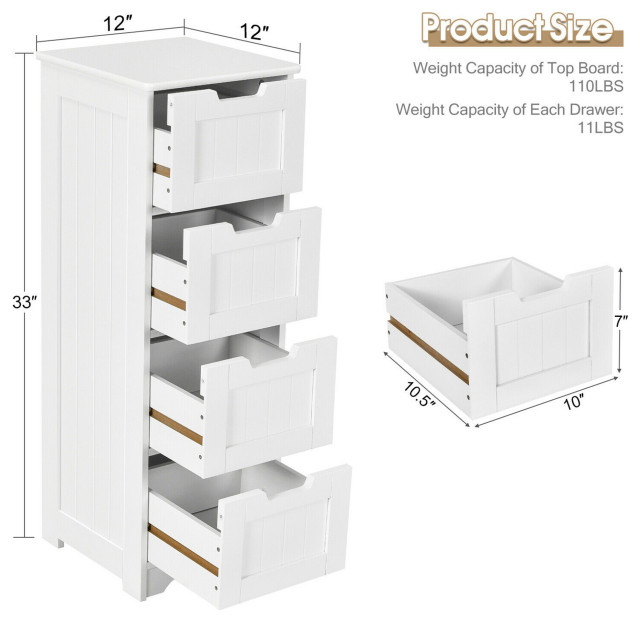 Costway Bathroom Floor Cabinet Free-Standing Side Storage Organizer W/4 ... for The Ultimate Guide to Choosing the Perfect Bathroom Cabinet with Four Drawers