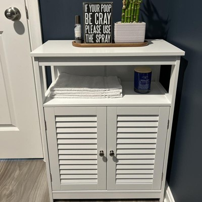 Costway Bathroom Wood Storage Cabinet W/ Double Shutter Door : Target in Double Shutter Doors Advantages and Considerations for Your Bathroom