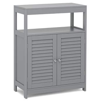 Costway Bathroom Wood Storage Cabinet W/ Double Shutter Door : Target with Double Shutter Doors Advantages and Considerations for Your Bathroom