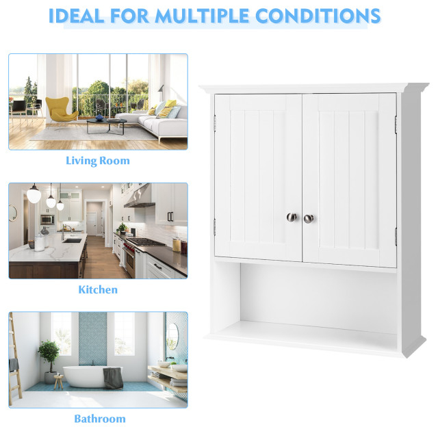 Costway Wall Mount Bathroom Cabinet Storage Organizer Medicine Cabinet ... in Costway Wall Mount Bathroom Cabinet Storage Organizer Medicine Cabinet White