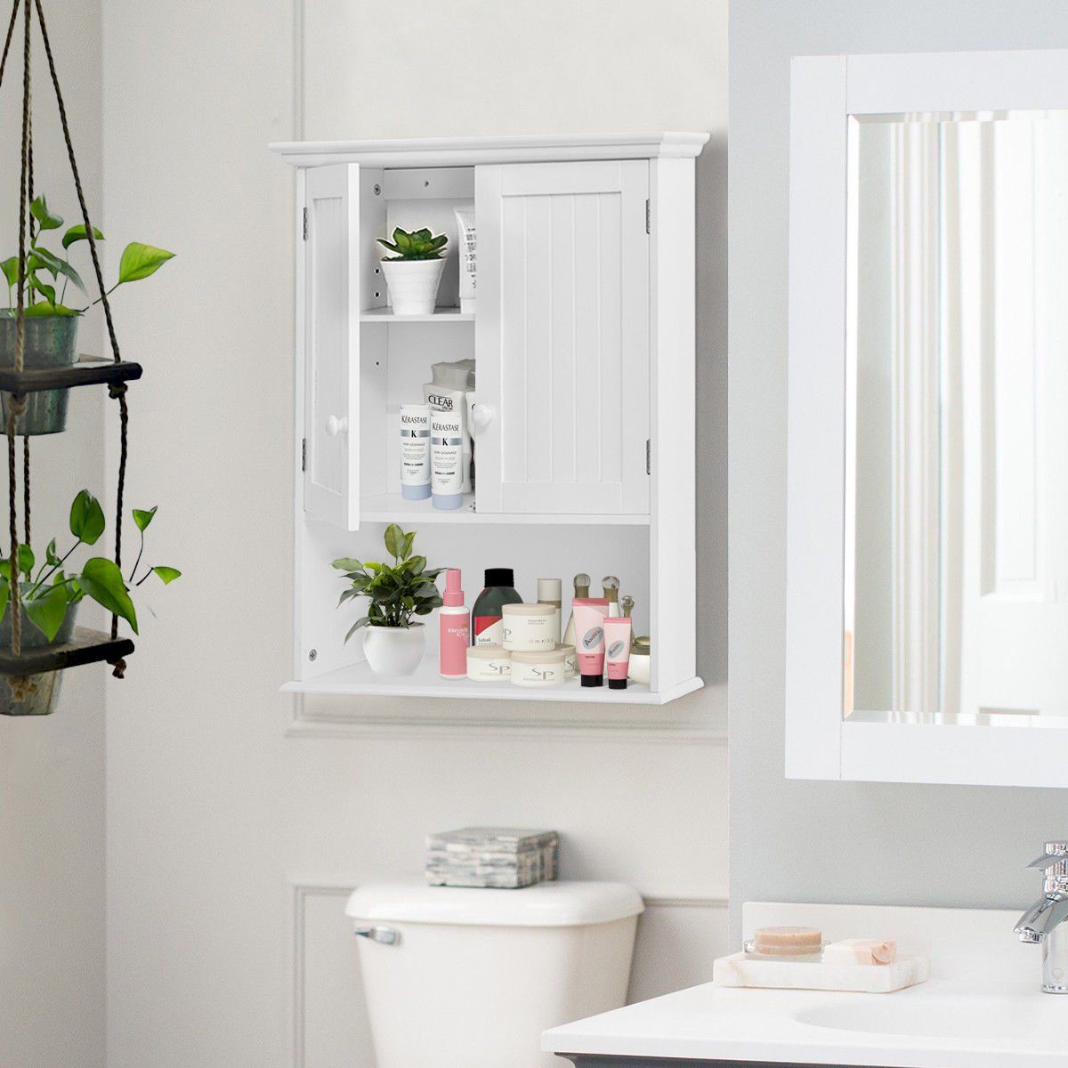 Costway Wall Mount Bathroom Cabinet Storage Organizer Medicine Cabinet ... in Costway Wall Mount Bathroom Cabinet Storage Organizer Medicine Cabinet White