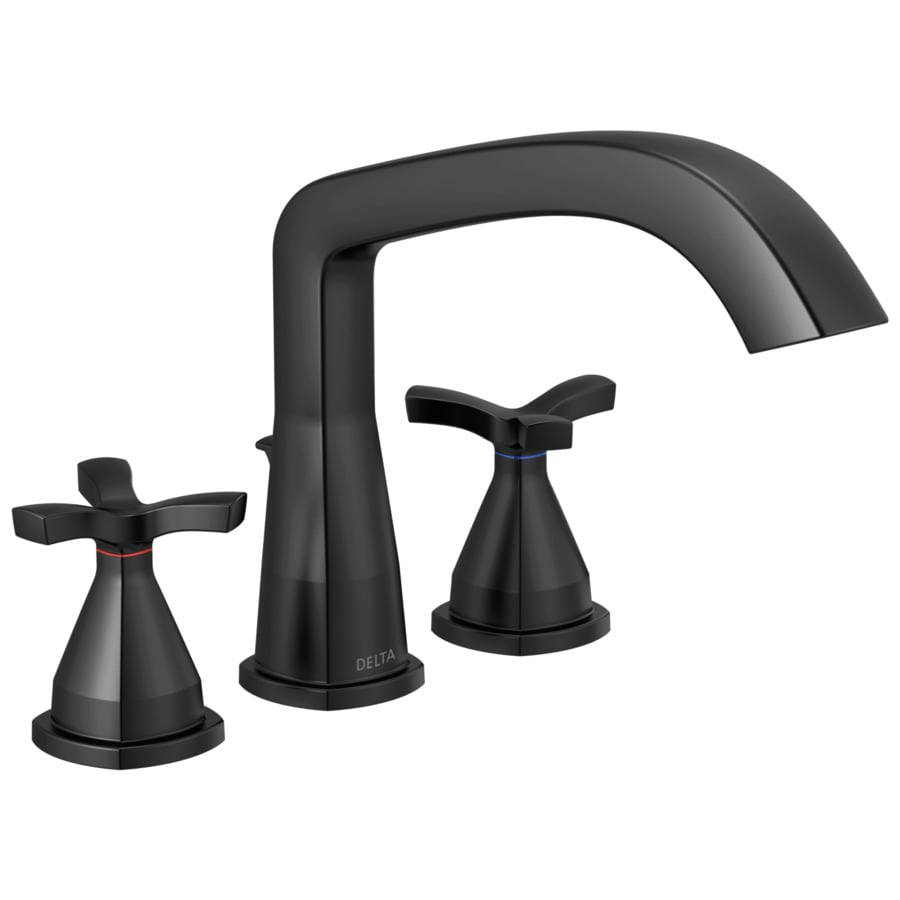 Delta Stryke Matte Black 2-Handle Deck Mount Roman Bathtub Faucet With ... intended for Delta Roman Tub Trim With Hand Shower Matte Black
