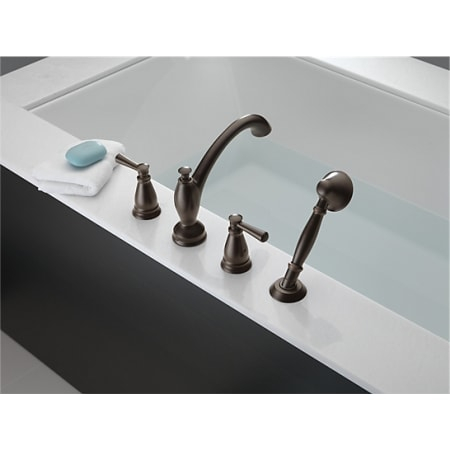 Delta T4793-Ss Brilliance Stainless Linden Roman Tub Filler Faucet Trim ... pertaining to Delta Roman Tub Trim With Hand Shower Matte Black