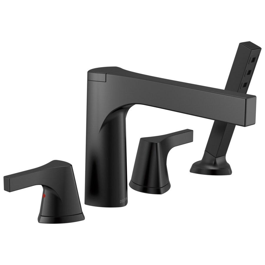 Delta Zura Matte Black 2-Handle Deck Mount Roman Bathtub Faucet With ... inside Elevating Your Bathroom Design Choosing the Right Delta Roman Tub Trim with Hand Shower