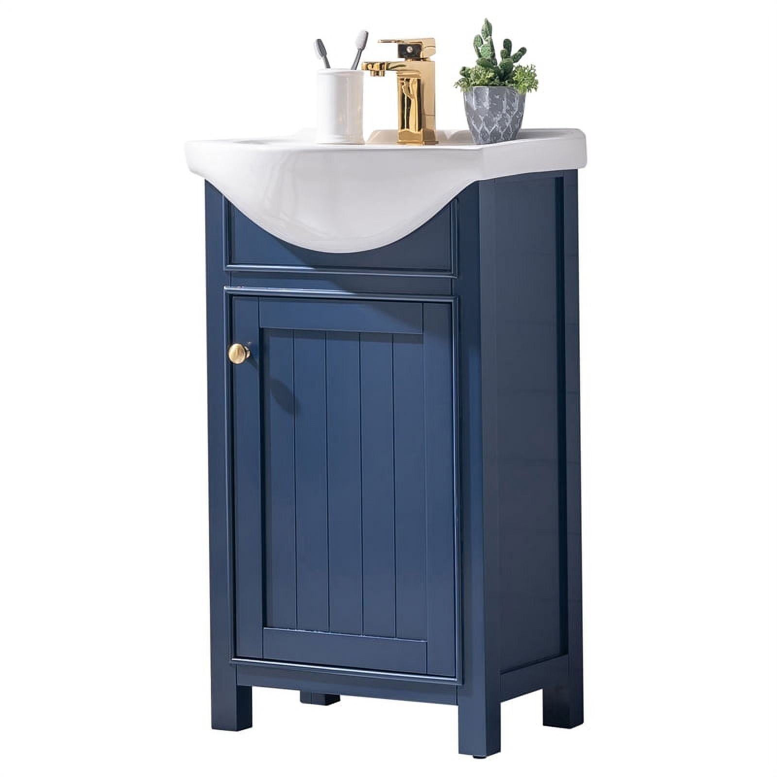 Design Element Marian 20" Solid Wood Single Sink Vanity In Blue ... throughout Marian 20" Single Sink Vanity, Blue