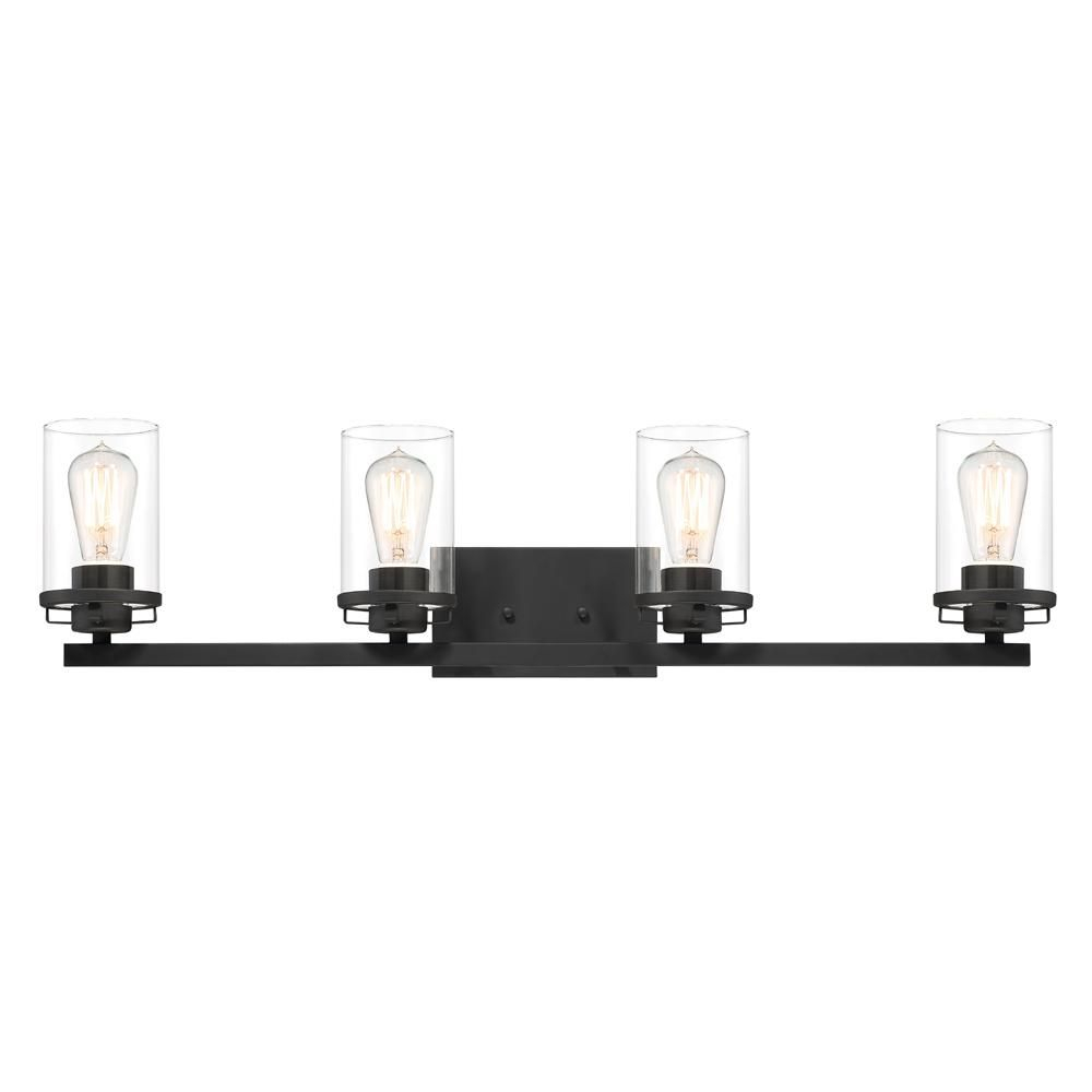 Designers Fountain Jedrek 4-Light Black Bath Bar Vanity Light Kitchen ... pertaining to Creating Ambiance with Light Mastering the Albany 4-Light Bath Bar