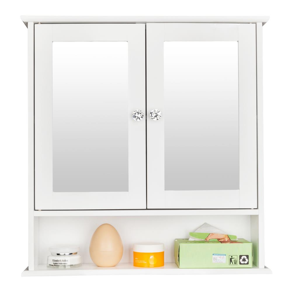 Double Door Mirrored Bathroom Cabinet White - Semis Online in Costway Bathroom Cabinet Double Mirror Door Wall Mount Storage Wood Shelf White