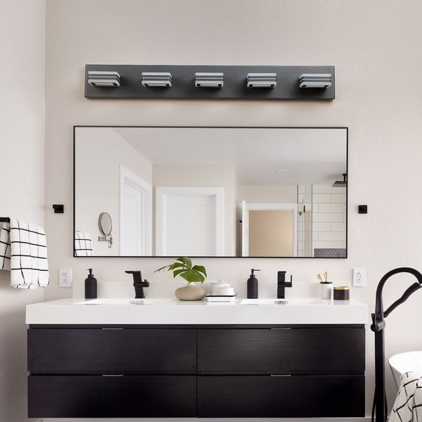 Dropship Led Modern Black Vanity Lights, 5-Lights Acrylic Matte Black ... within Alden 5-Light Matte Black Vanity Light