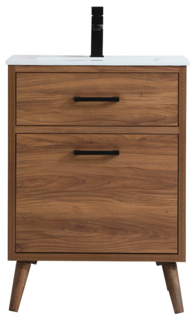 Elegant Vf41024Wb 24"Bathroom Vanity, Walnut Brown - Midcentury ... intended for Nelson 24" Walnut Vanity The Details You Need to Know Before You Decide