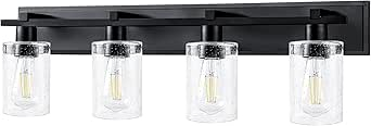 Espird Bathroom Vanity Light, 4 Light Matte Black Light Fixture With ... with regard to Alden 5-Light Matte Black Vanity Light