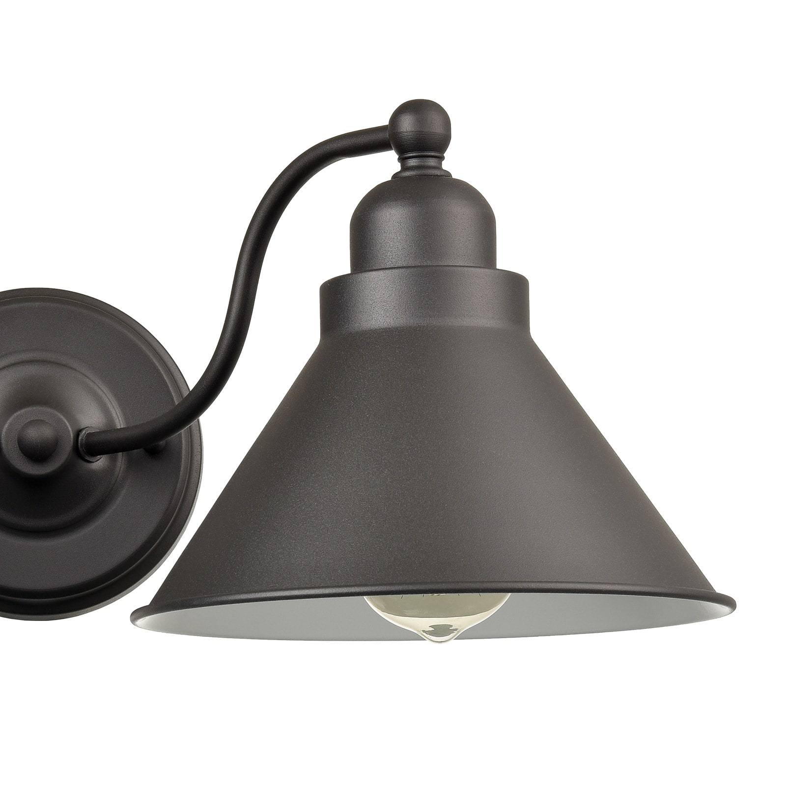 Farmhouse Matte Black Industrial Vanity Wall Sconce - 2 Lights | Claxy throughout Aeneas 17 In. 3-Light Indoor Matte Black And Brass Finish Wall Sconce