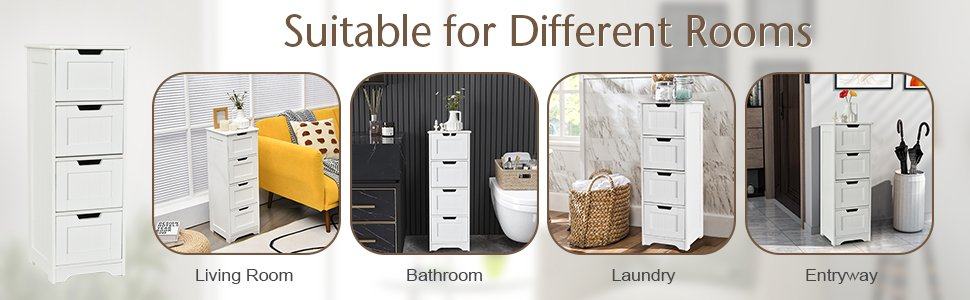 Free-Standing Side Storage Organizer With 4 Drawers - Costway in The Ultimate Guide to Choosing the Perfect Bathroom Cabinet with Four Drawers