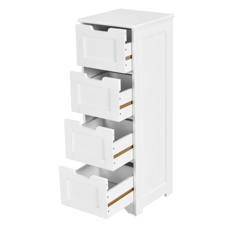 Free-Standing Side Storage Organizer With 4 Drawers - Costway inside Costway Bathroom Floor Cabinet Free-Standing Side Storage Organizer W/4 Drawers