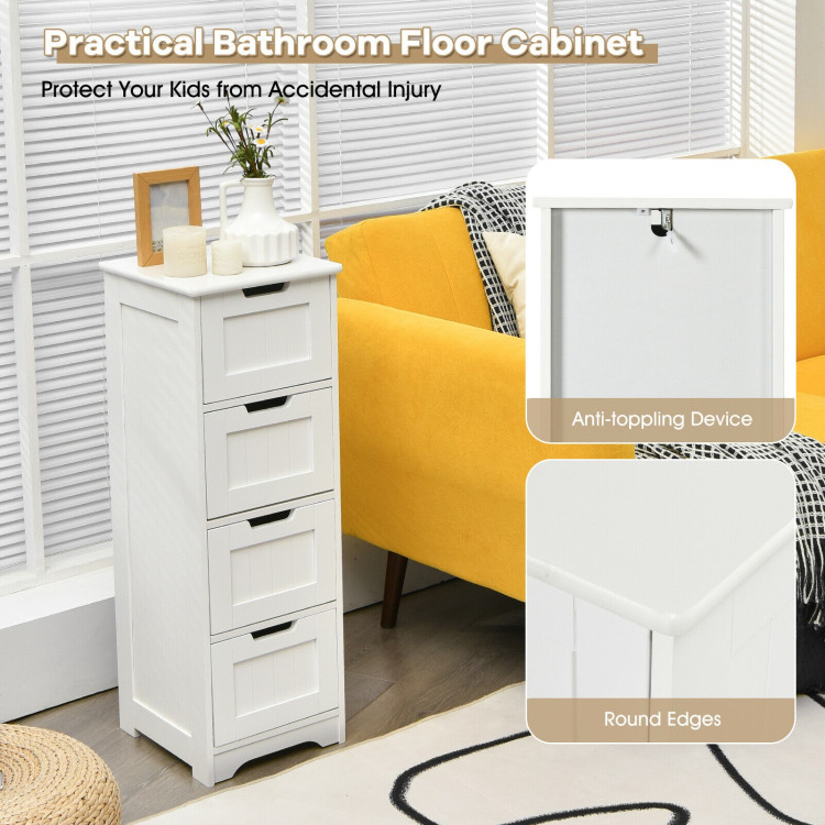 Free-Standing Side Storage Organizer With 4 Drawers - Costway intended for The Ultimate Guide to Choosing the Perfect Bathroom Cabinet with Four Drawers