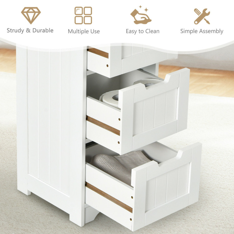 Free-Standing Side Storage Organizer With 4 Drawers - Costway with regard to Costway Bathroom Floor Cabinet Free-Standing Side Storage Organizer W/4 Drawers