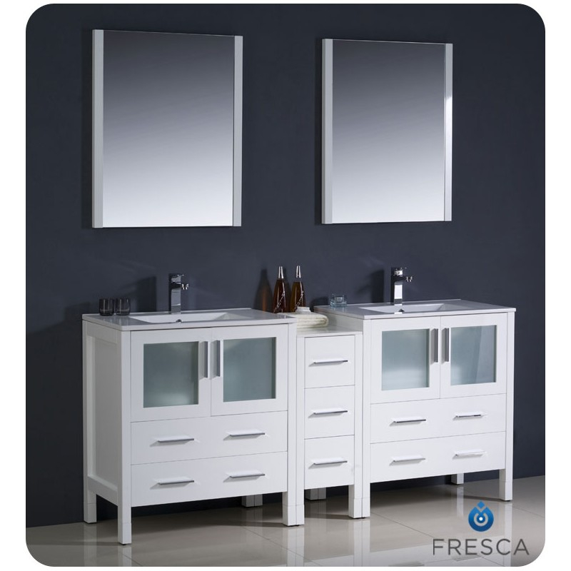 Fresca Torino 72" White Modern Double Sink Bathroom Vanity W/ Side ... inside Maximizing Bathroom Space with the Fresca Torino Linen Cabinet A Practical Guide