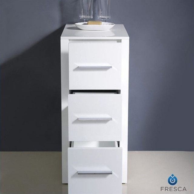 Fresca Torino Bathroom Linen Side Cabinet In White - Transitional ... throughout Building a Better Bathroom Assessing the Value of a Linen Side Cabinet