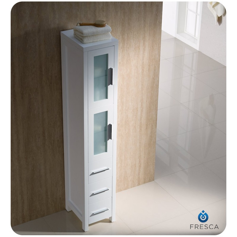 Fresca Torino White Tall Bathroom Linen Side Cabinet - Burroughs ... throughout Fresca Torino Bathroom Linen Side Cabinet In White
