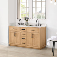 Gavino Vanity With Grain White Composite Stone Top, 60" - Transitional ... pertaining to Elevating Your Bathroom Design: Creative Ideas with a Gavino Vanity
