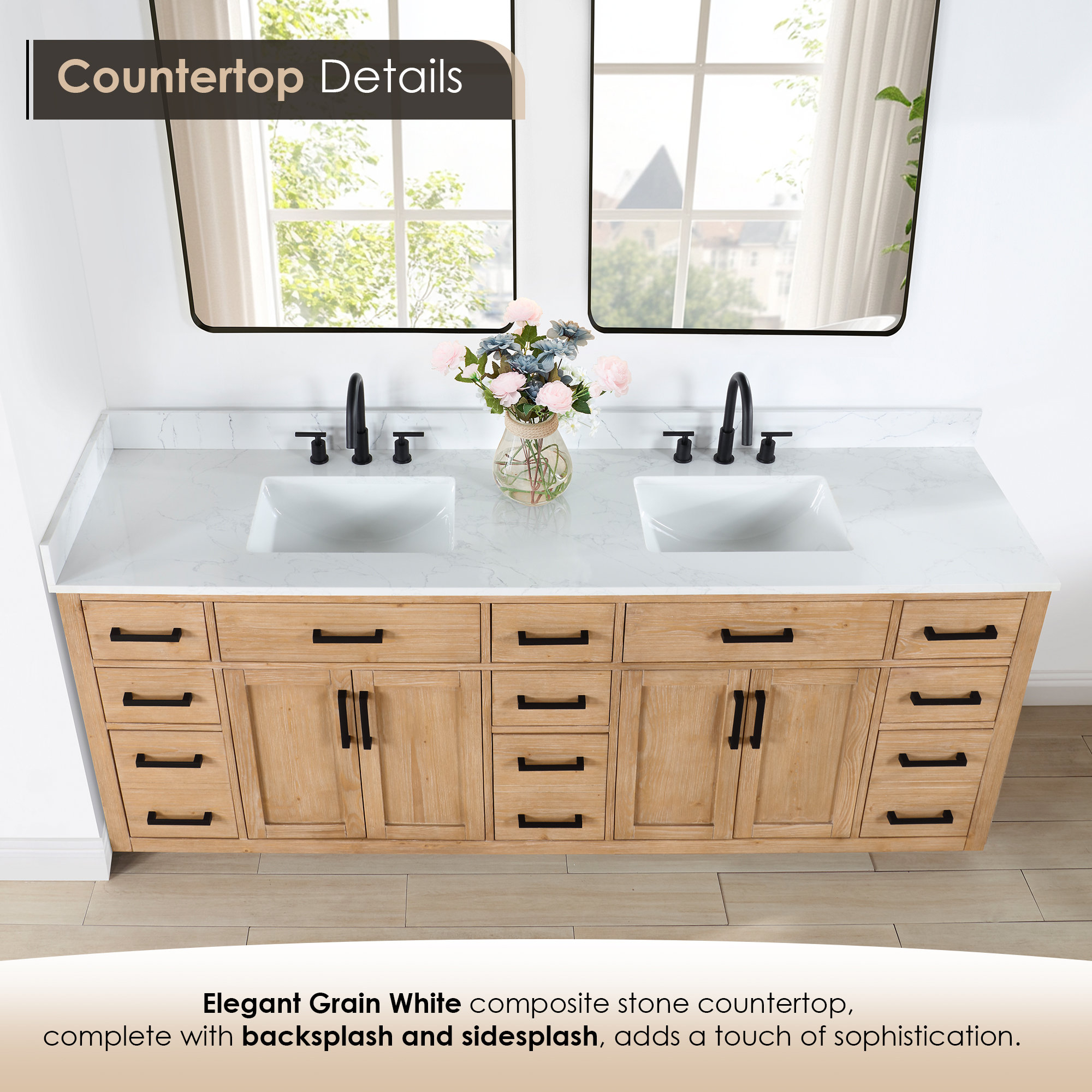 Gavino Vanity With Grain White Composite Stone Top, 84" - Transitional ... inside Elevating Your Bathroom Design: Creative Ideas with a Gavino Vanity