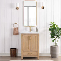 Gela Single Bath Vanity With Ceramic Basin Top, 24" - Transitional ... in Gela Single Bath Vanity With Ceramic Basin Top, Fir Wood Brown, 24", No Mirror