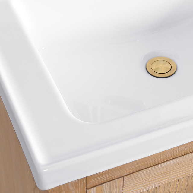 Gela Single Bath Vanity With Ceramic Basin Top, 24" - Transitional ... with Fir Wood Vanity Care and Maintenance Tips